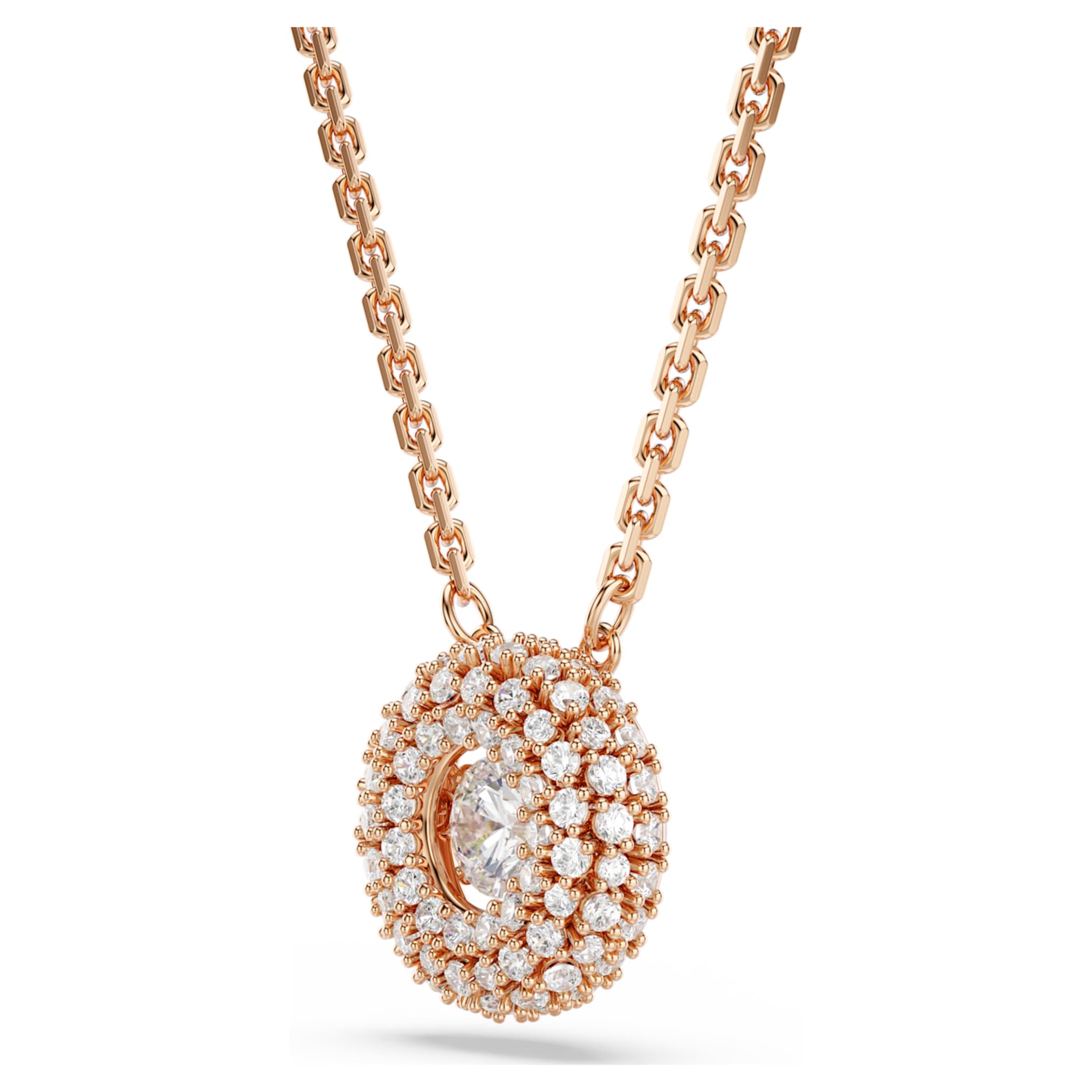 Swarovski Sublima pendant Round cut, White, 18K rose gold finish