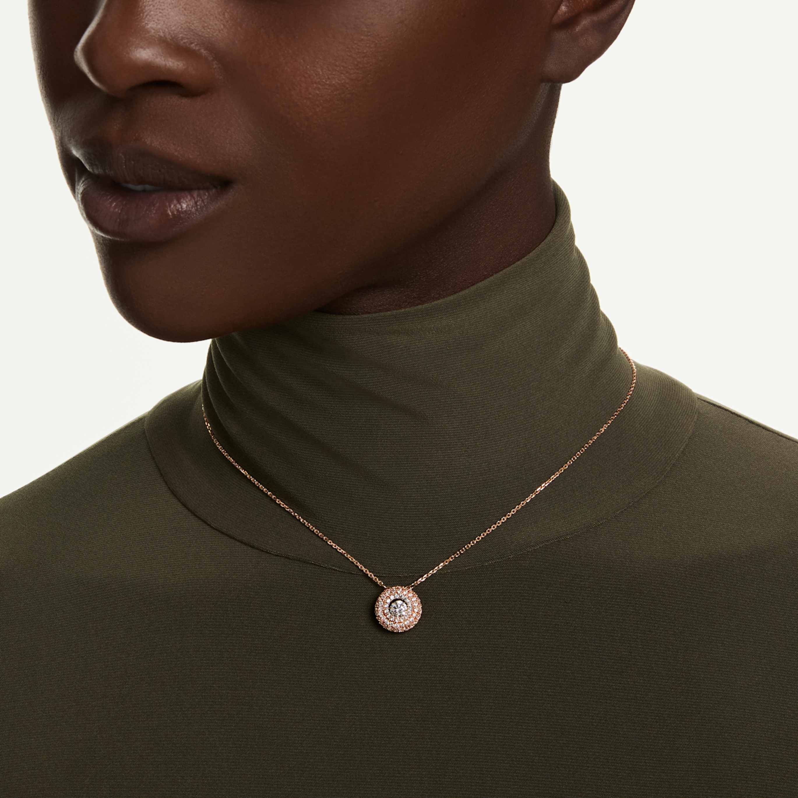 Swarovski Sublima pendant Round cut, White, 18K rose gold finish