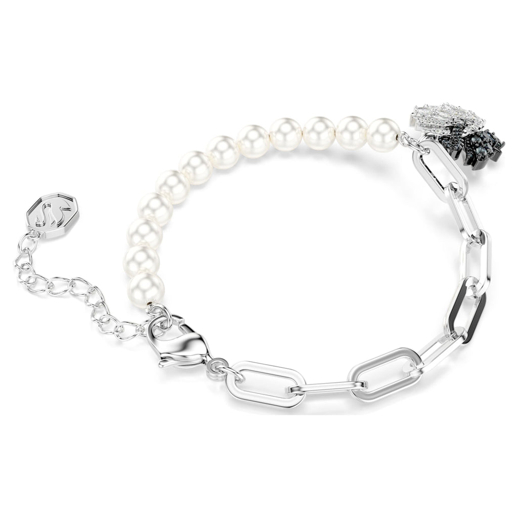Swarovski Swan bracelet Crystal pearl, Swan, Black, Mixed metal finish