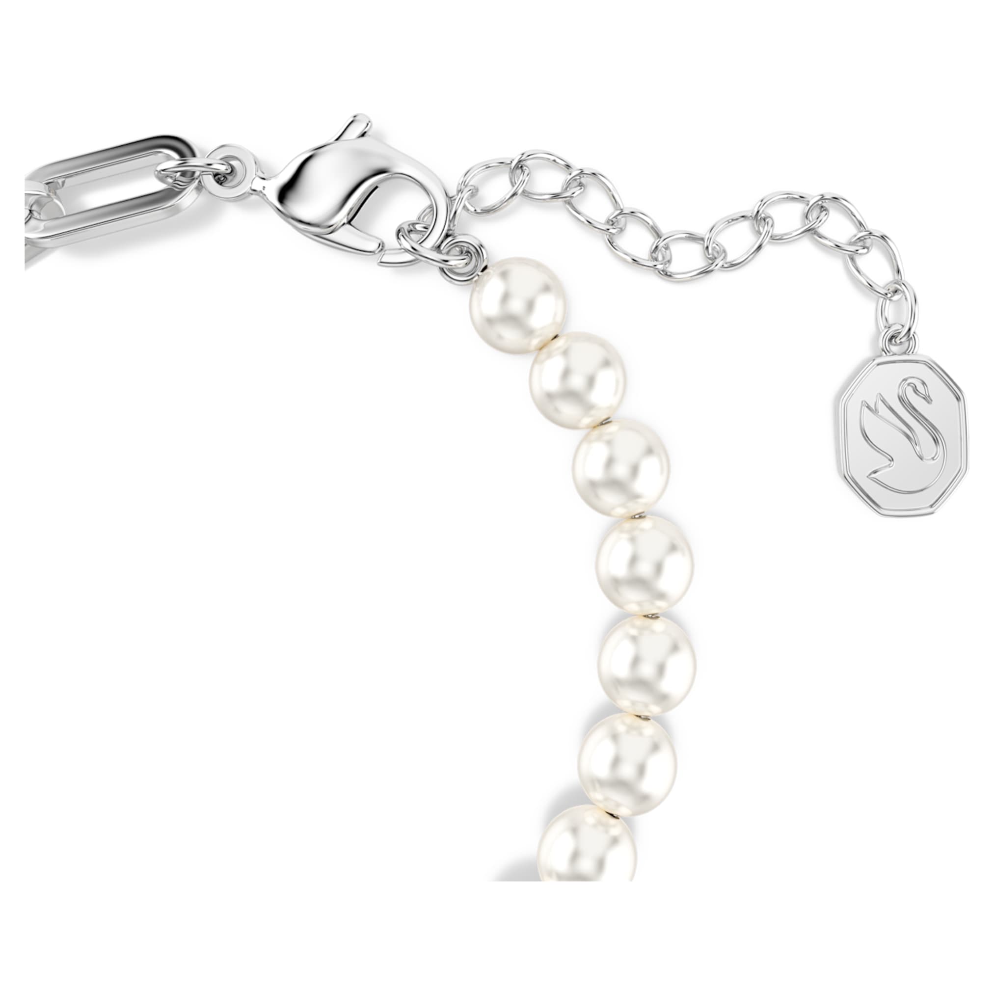 Swarovski Swan bracelet Crystal pearl, Swan, Black, Mixed metal finish