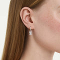 Swarovski Swan drop earrings Mixed cuts, Swan, White, Rhodium plated