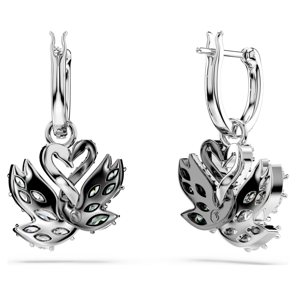 Swarovski Swan drop earrings Swan, Black, Mixed metal finish