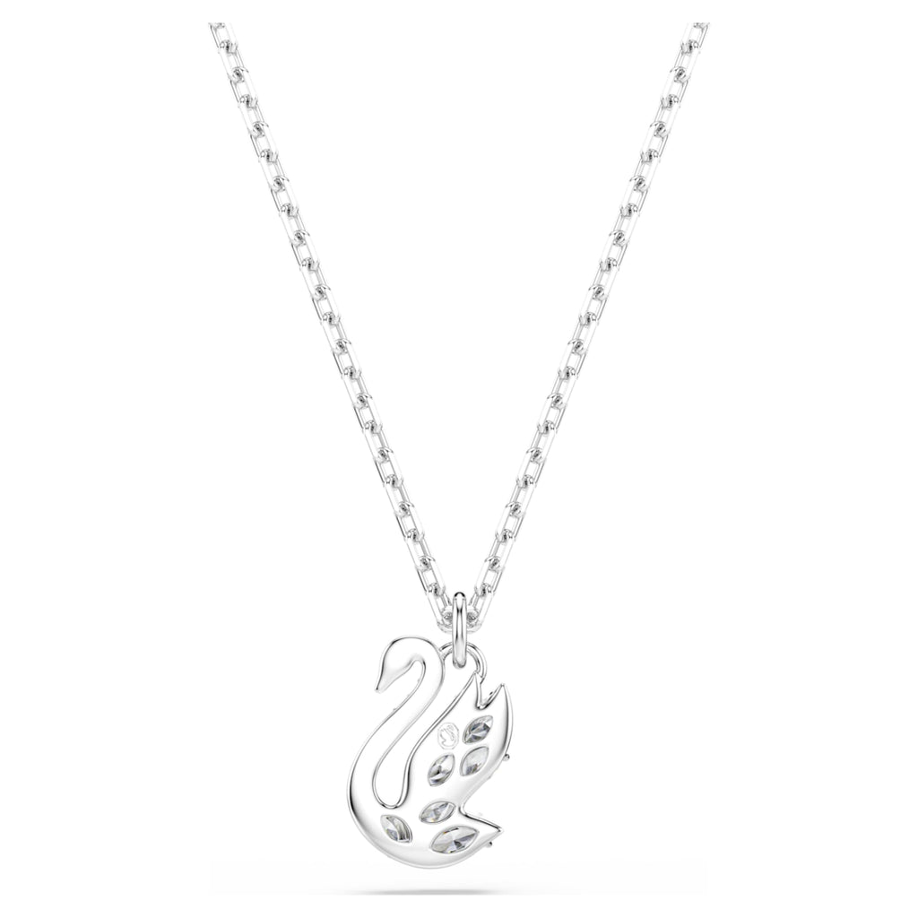 Swarovski Swan pendant Mixed cuts, Swan, White, Rhodium plated
