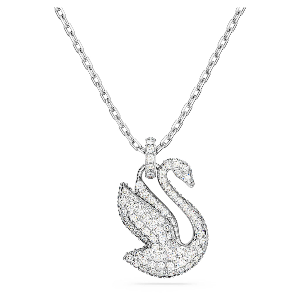 Swarovski Swan pendant Swan, Medium, White, Rhodium plated