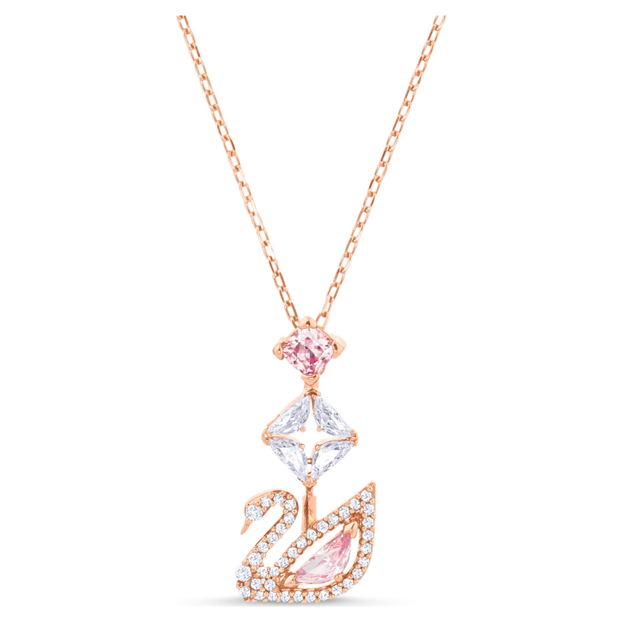 Swarovski Swan pendant Swan, Pink, 18K rose gold finish