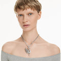 Swarovski Swan pendant and brooch Swan, White, Ruthenium plated