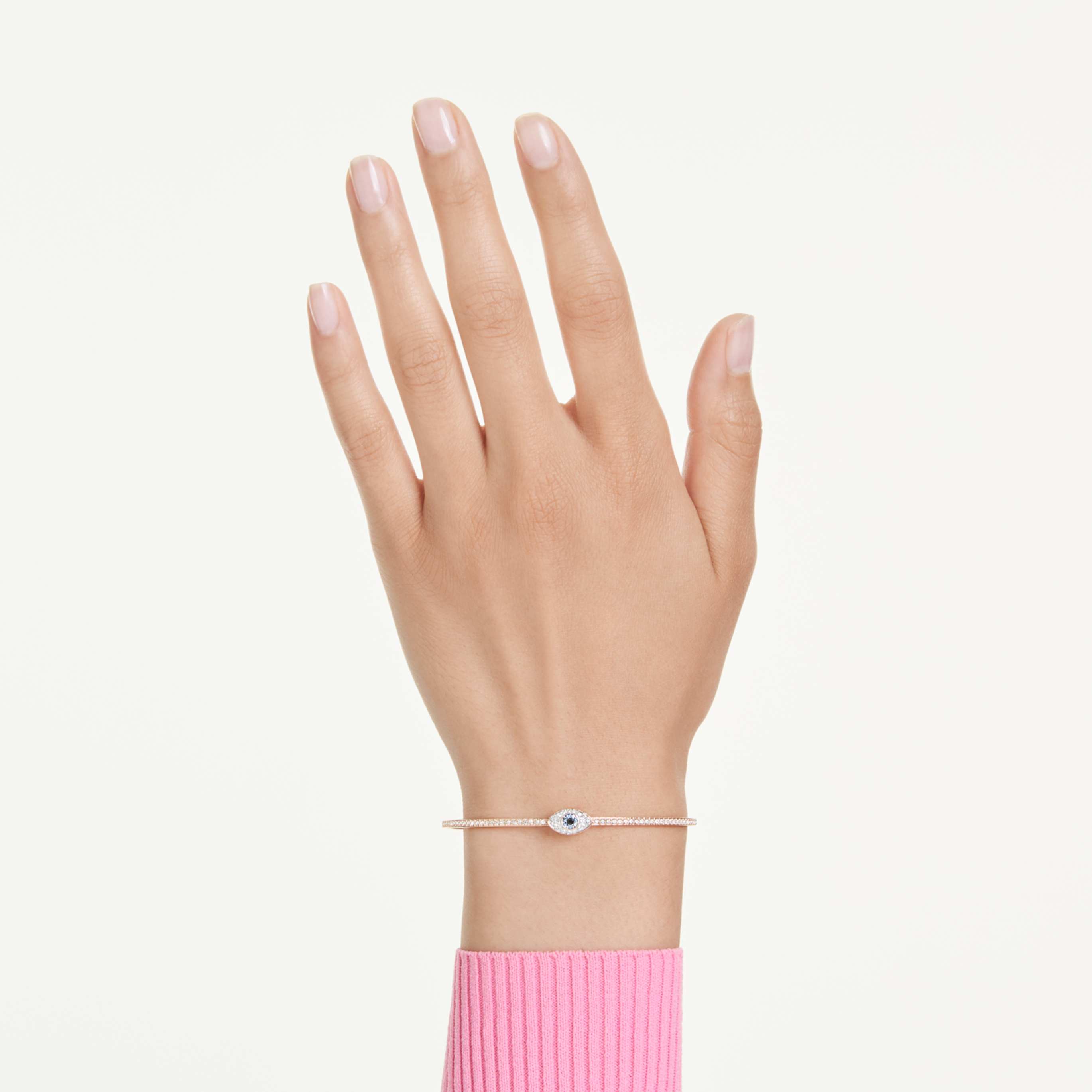 Swarovski Symbolica bangle Evil eye, Blue, 18K gold finish