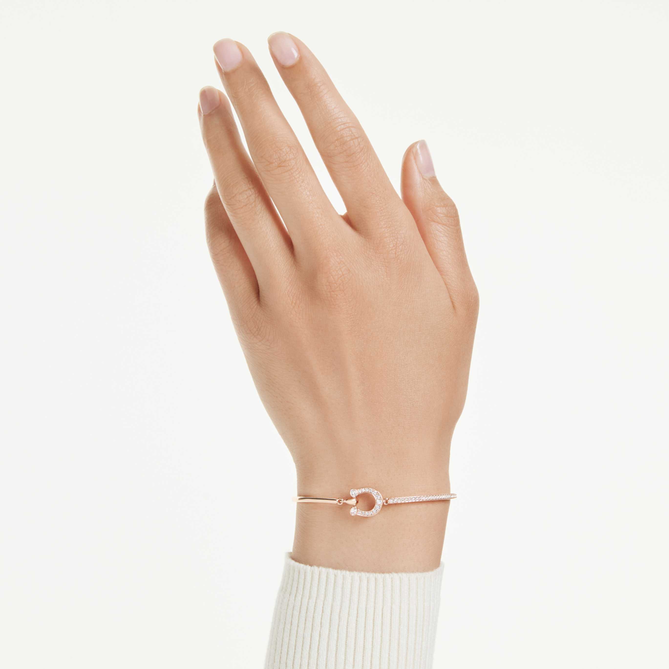 Swarovski Symbolica bracelet Pavé, Horse shoe, White, Rhodium plated
