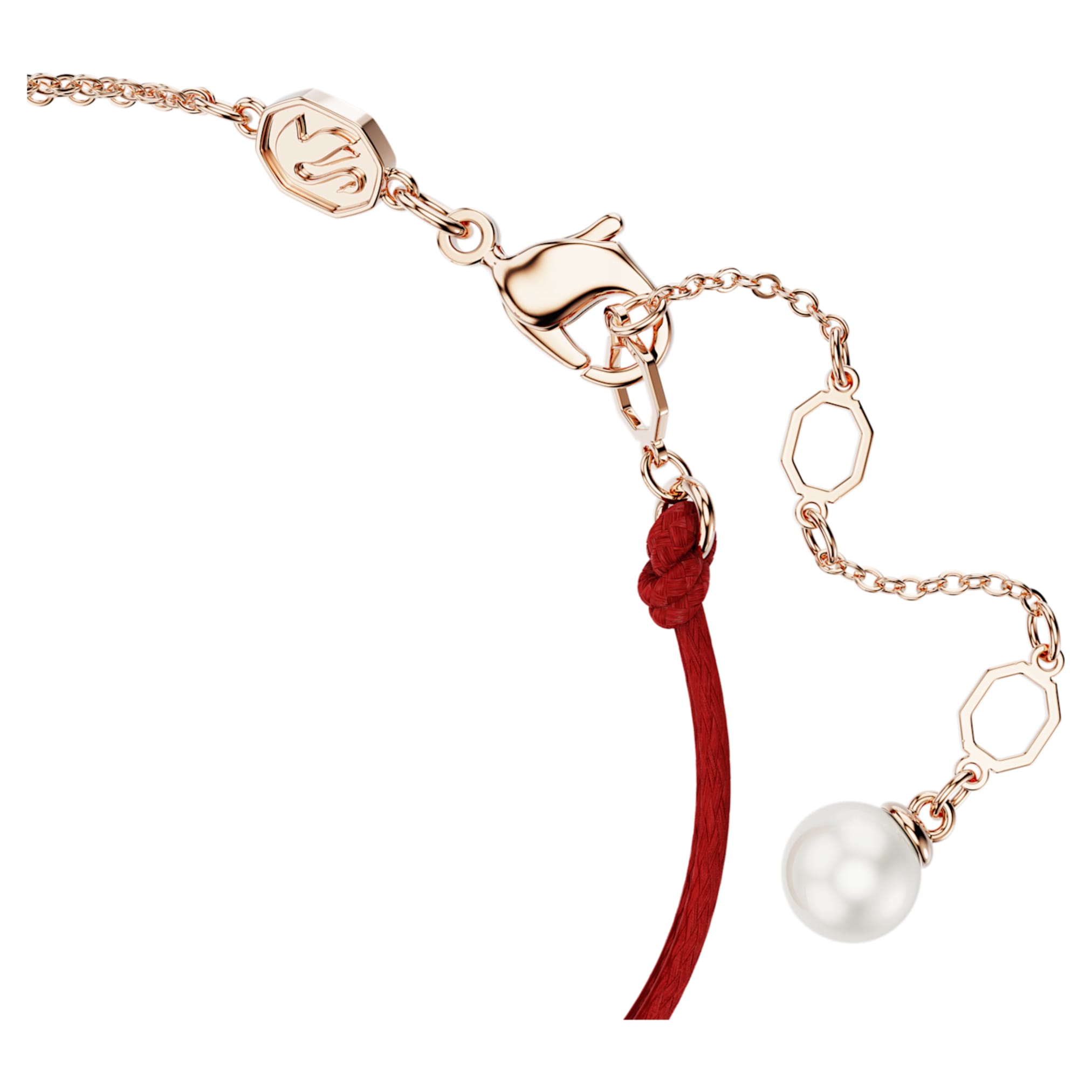 Swarovski Symbolica bracelet Crystal pearl, Pavé, Horse shoe, White, 18K rose gold finish