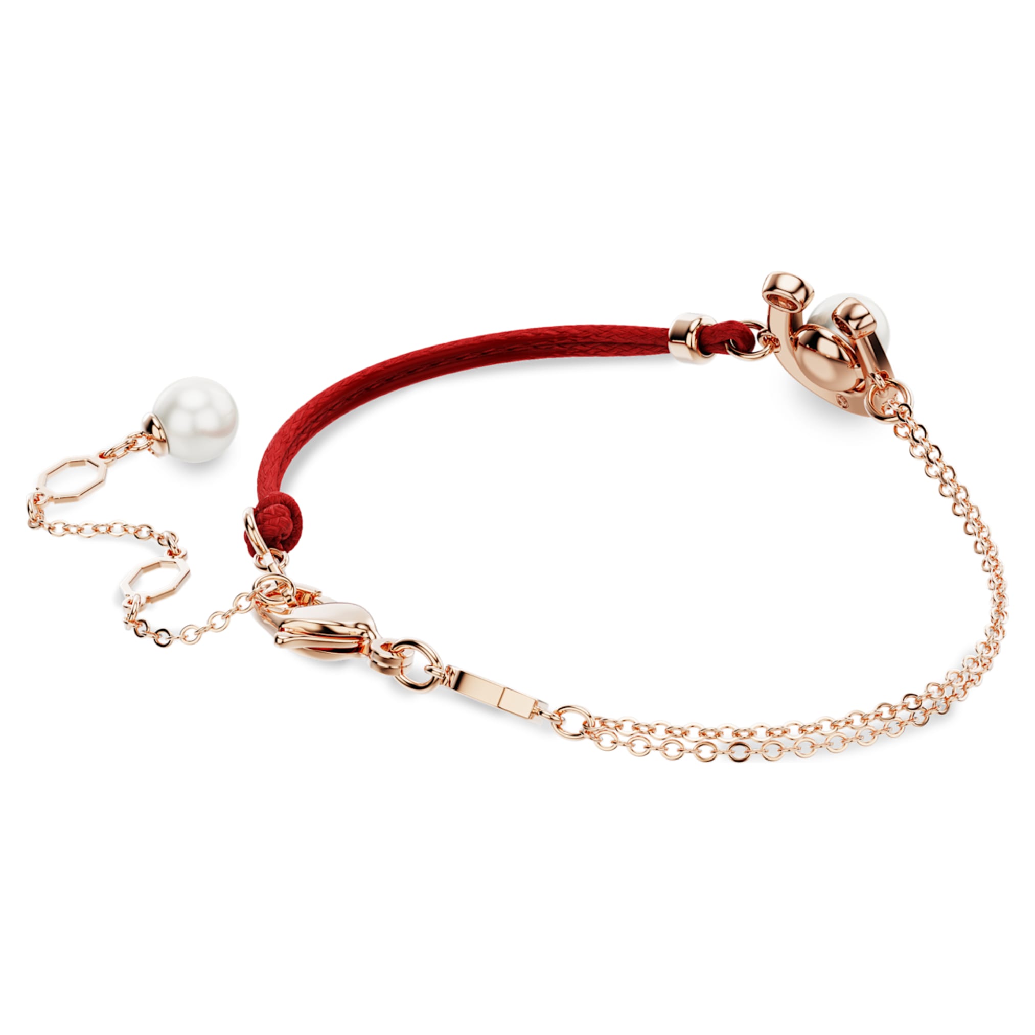 Swarovski Symbolica bracelet Crystal pearl, Pavé, Horse shoe, White, 18K rose gold finish