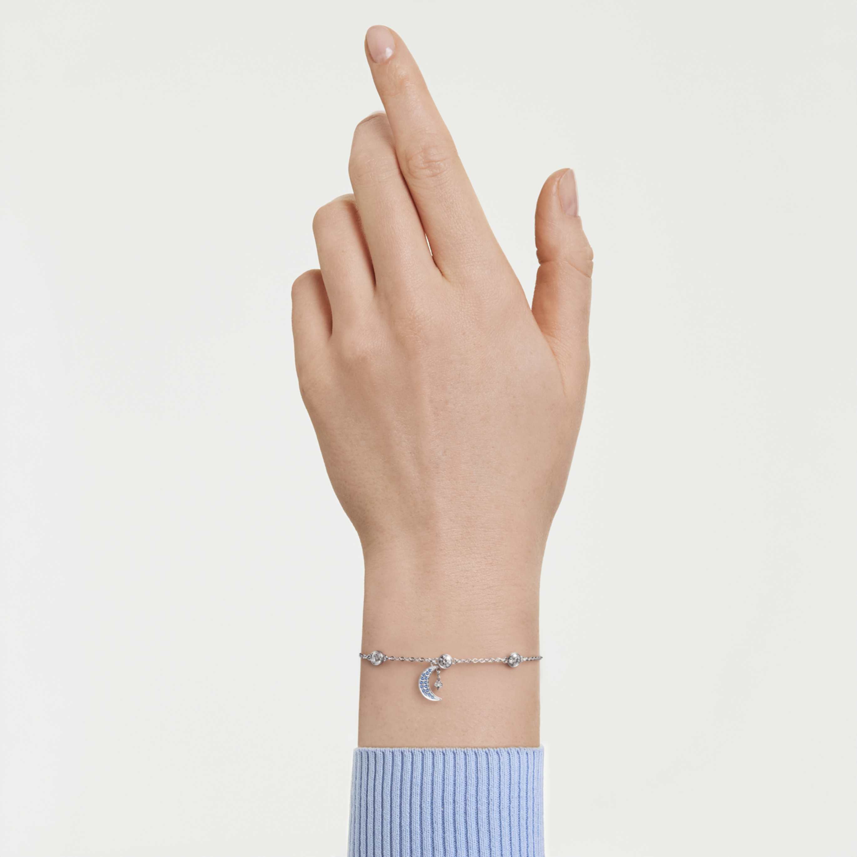 Swarovski Symbolica bracelet Round cut, Moon, White, 18K gold finish