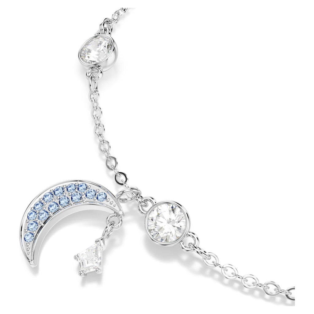 Swarovski Symbolica bracelet Round cut, Moon, Blue, Rhodium plated