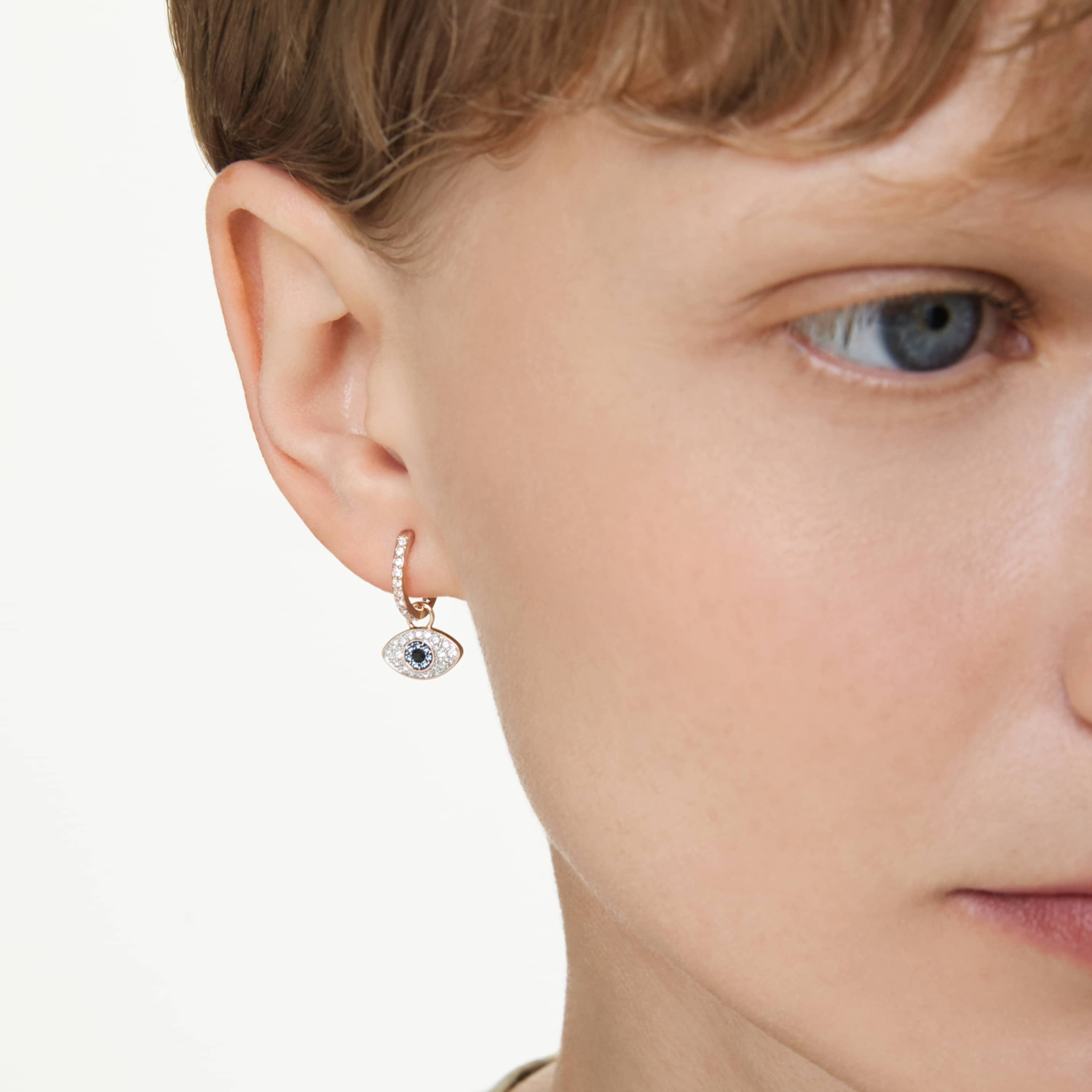 Swarovski Symbolica drop earrings Eye, Multicolored, 18K rose gold finish