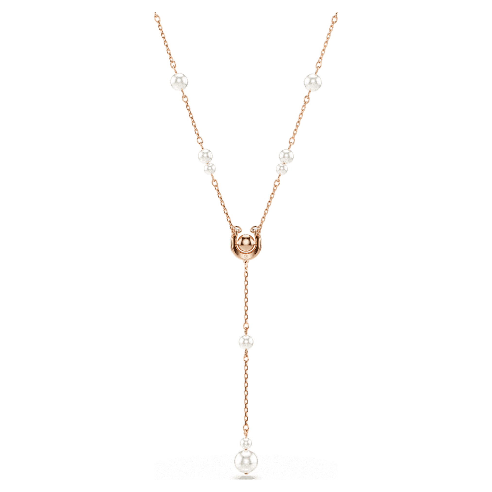 Swarovski Symbolica y necklace Crystal pearl, Pavé, Horse shoe, White, 18K rose gold finish