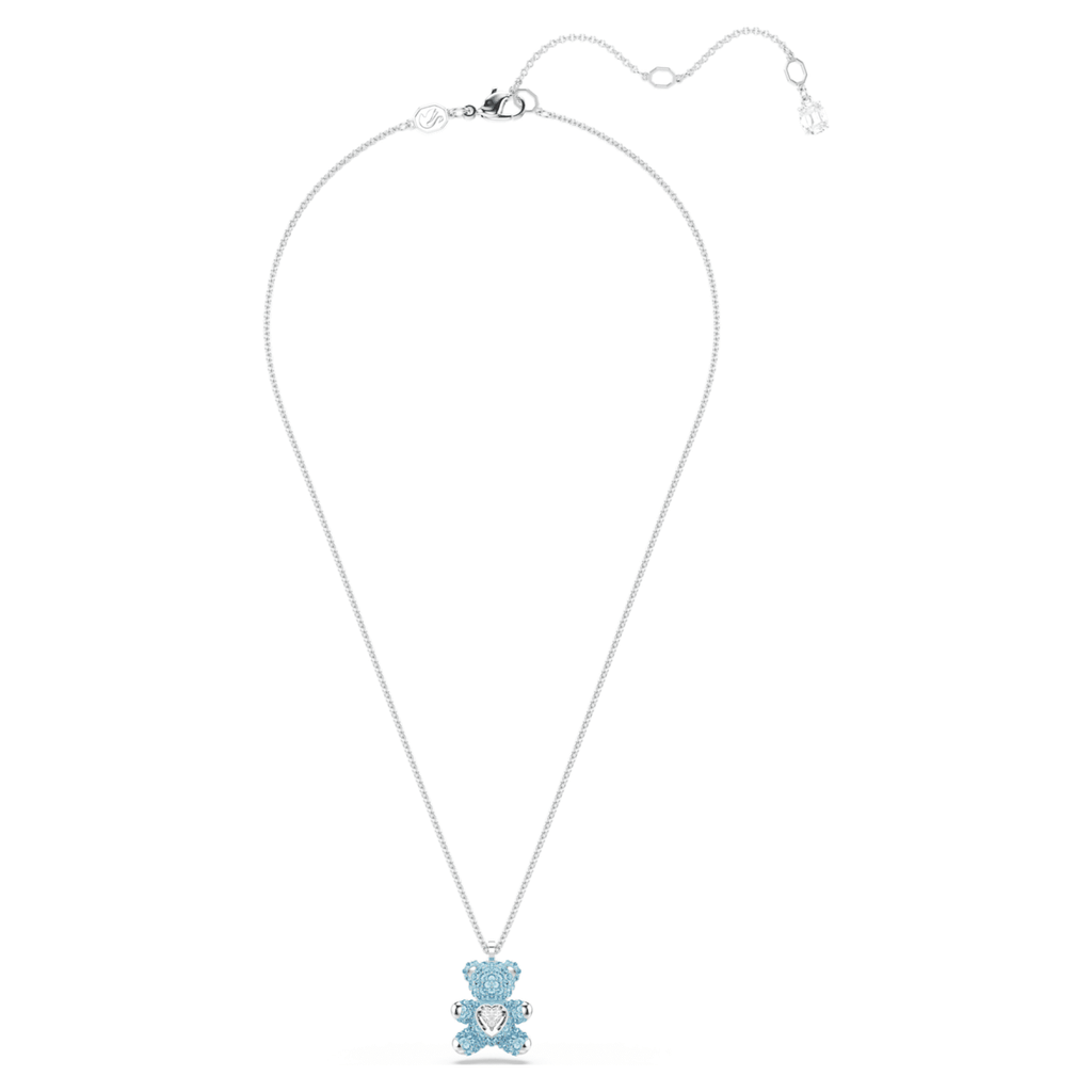 Swarovski Teddy pendant Bear, Blue, Rhodium plated