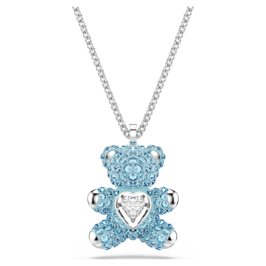 Swarovski Teddy pendant Bear, Blue, Rhodium plated