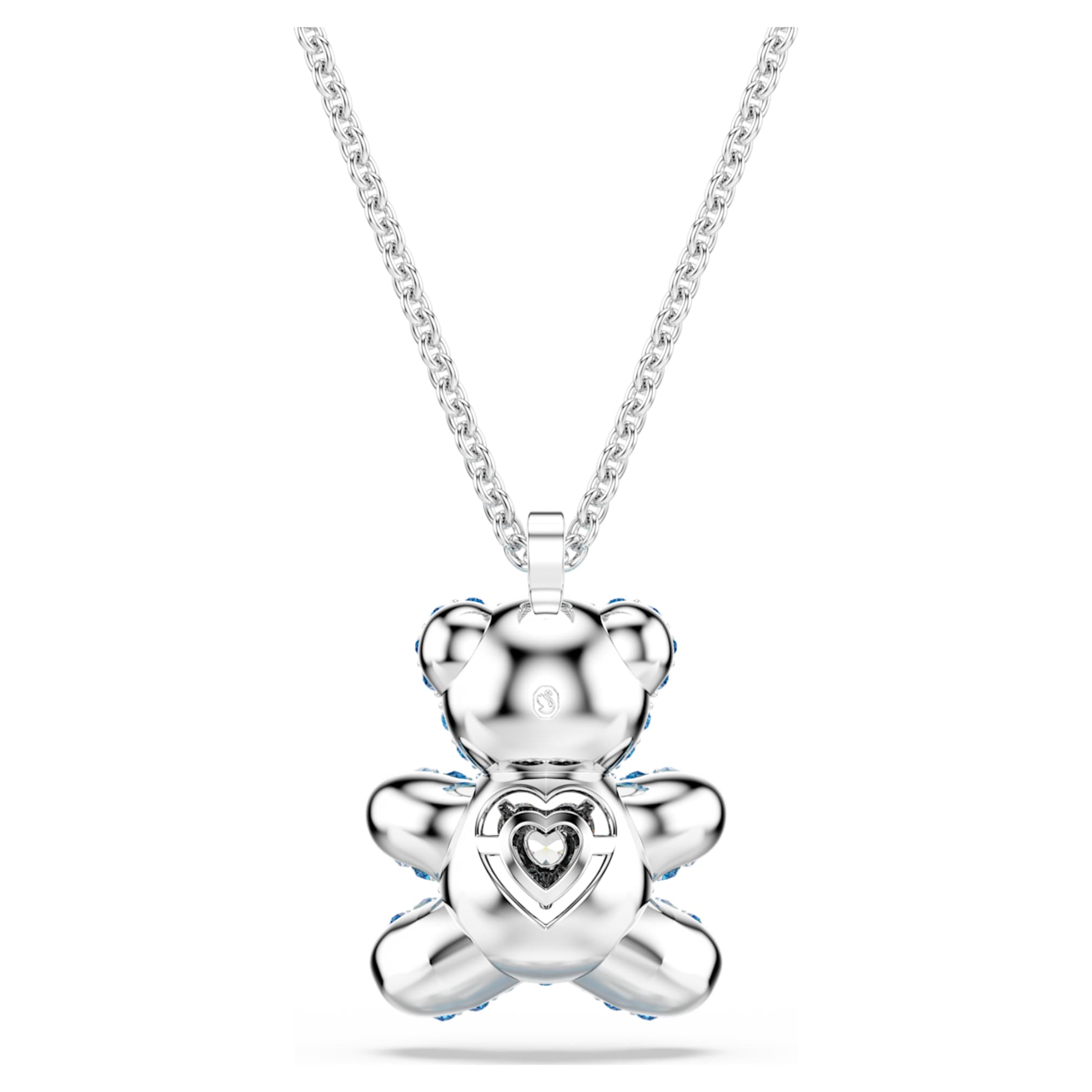 Swarovski Teddy pendant Bear, Blue, Rhodium plated