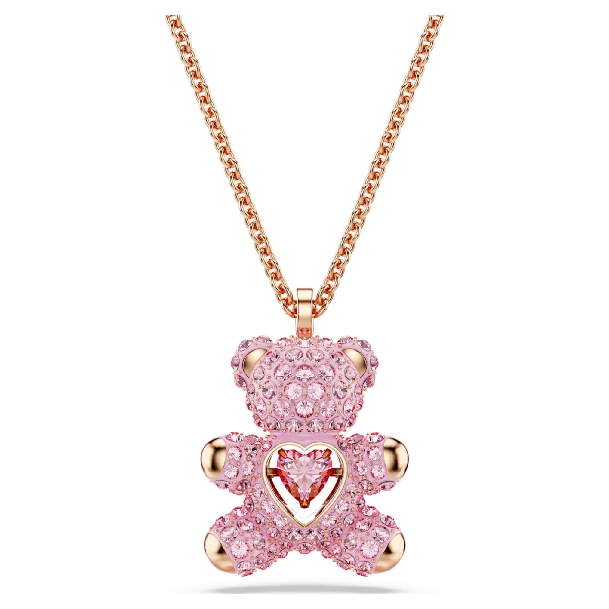Swarovski Teddy pendant Bear, Pink, 18K rose gold finish
