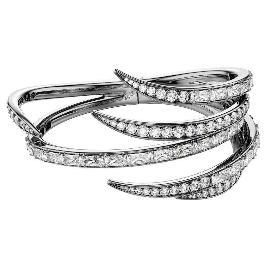 Swarovski The Vienna Collection bangle Feather, White, Ruthenium plated