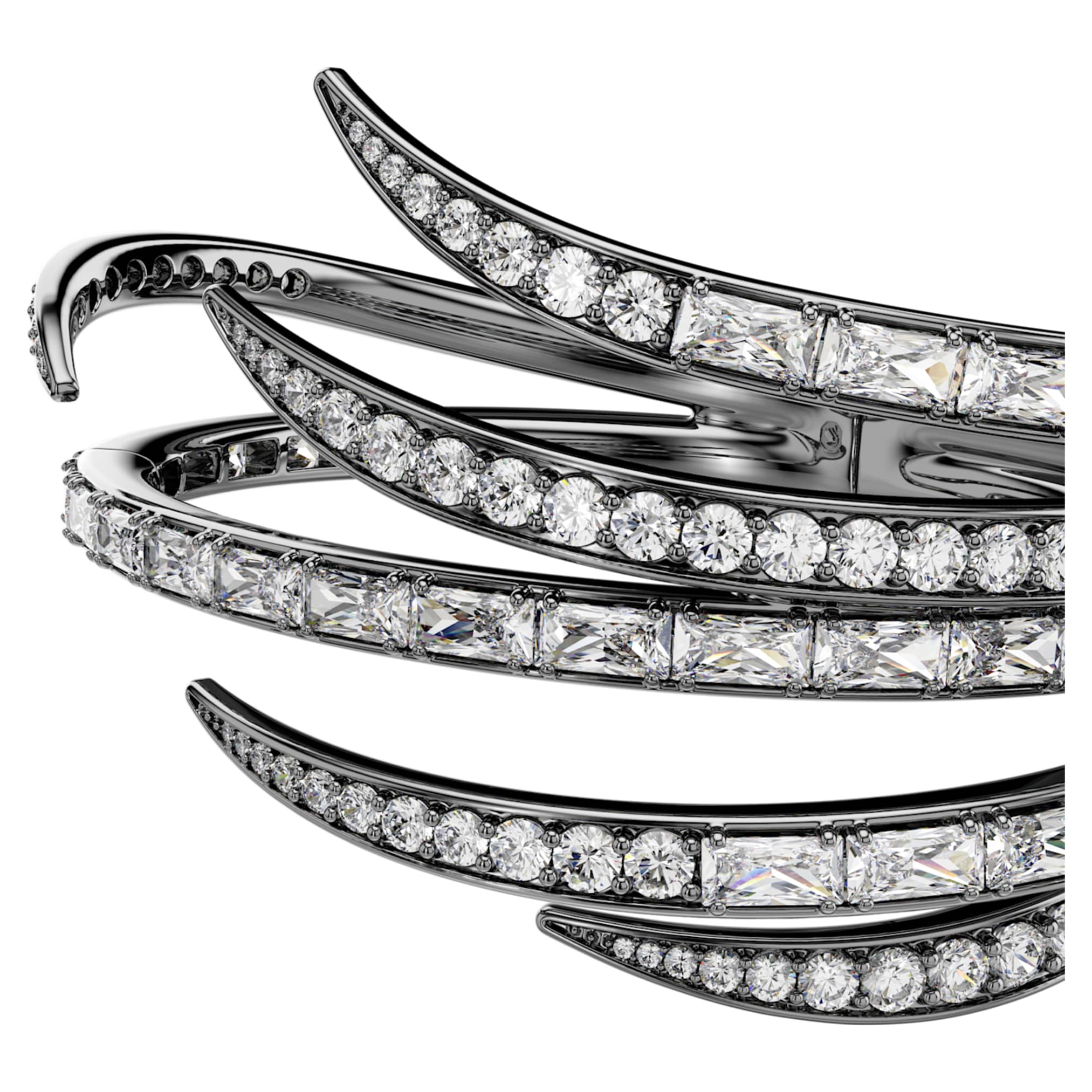 Swarovski The Vienna Collection bangle Feather, White, Ruthenium plated