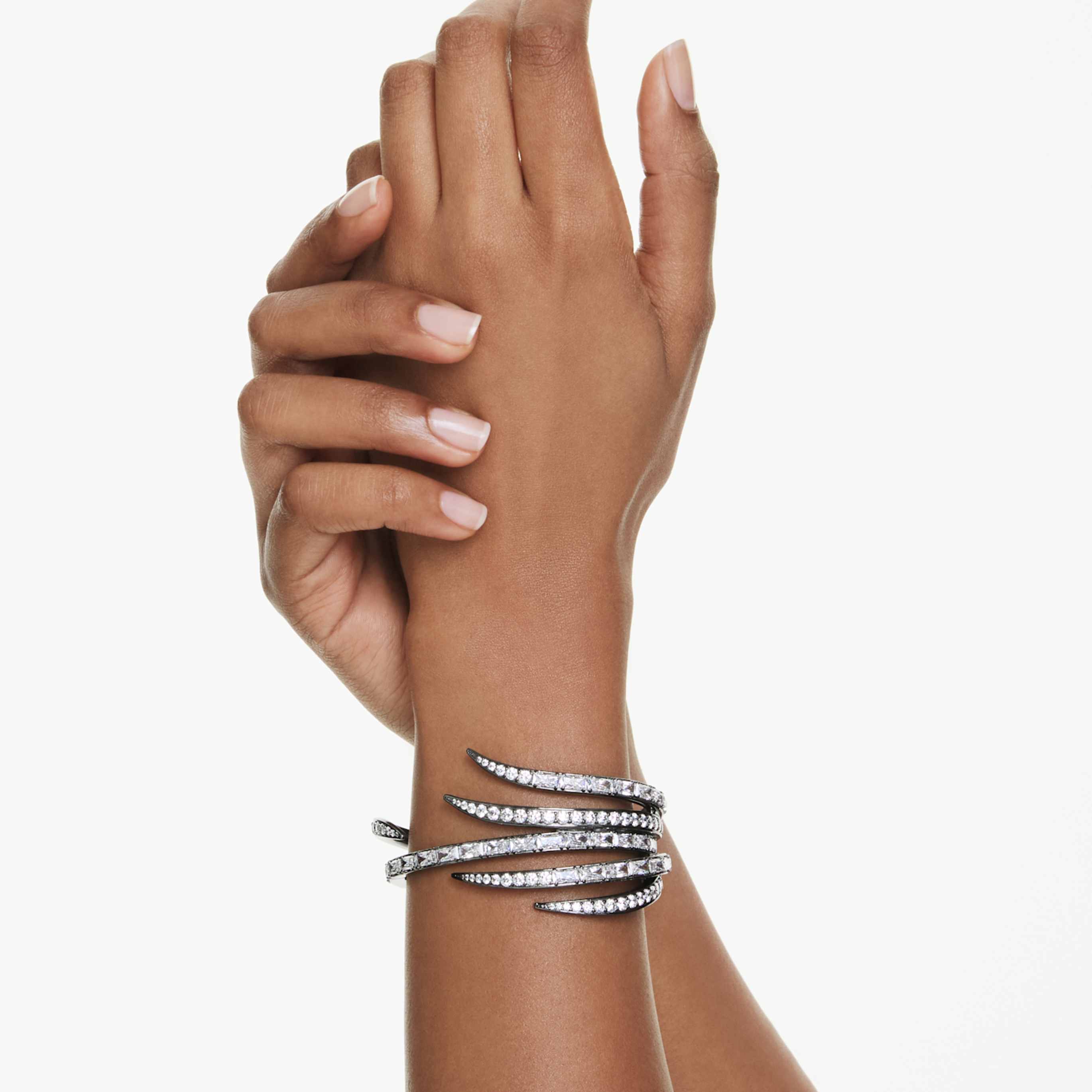 Swarovski The Vienna Collection bangle Feather, White, Ruthenium plated