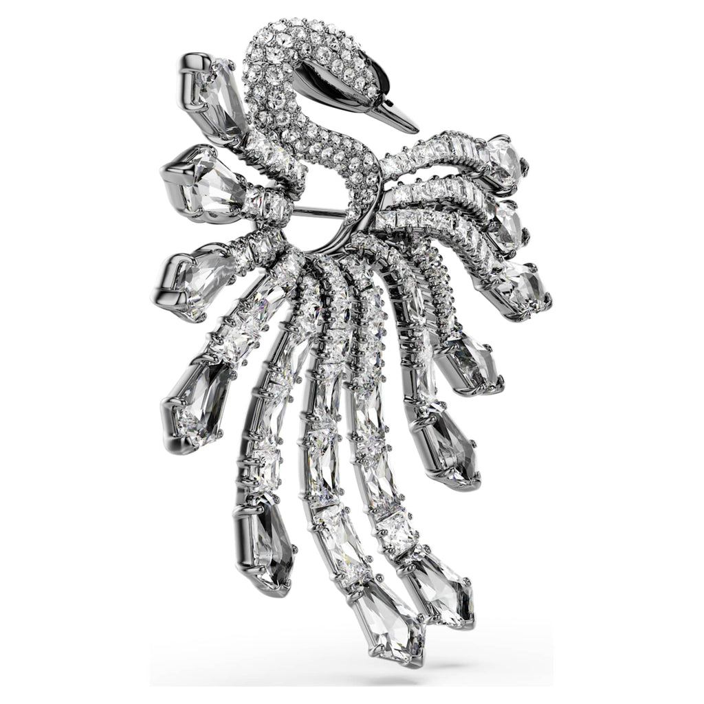 Swarovski The Vienna Collection brooch Swan, White, Ruthenium plated