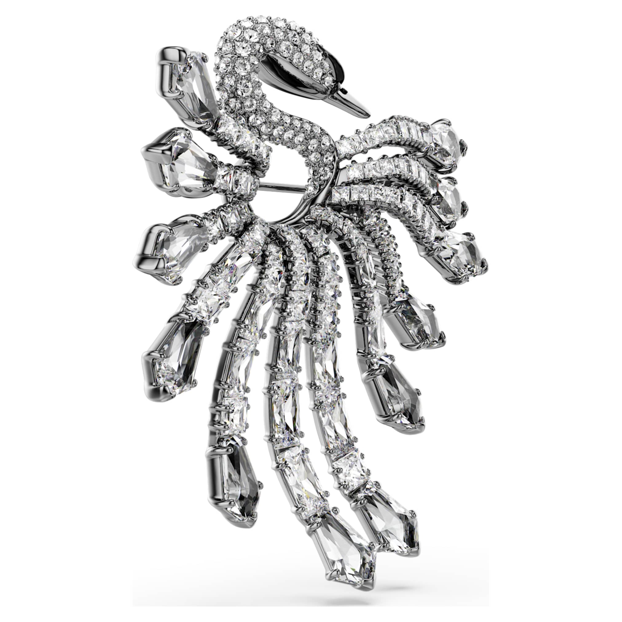 Swarovski The Vienna Collection brooch Swan, White, Ruthenium plated