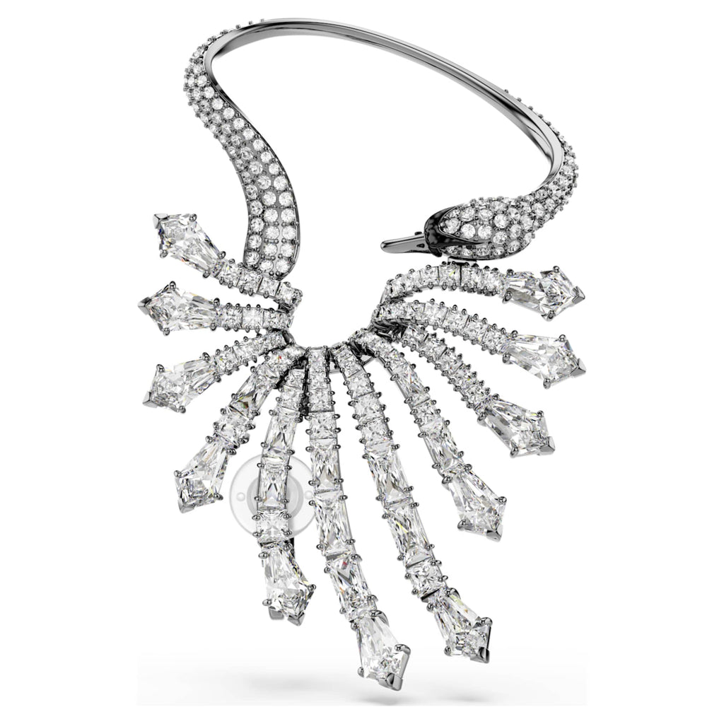 Swarovski The Vienna Collection ear cuff Swan, White, Ruthenium plated