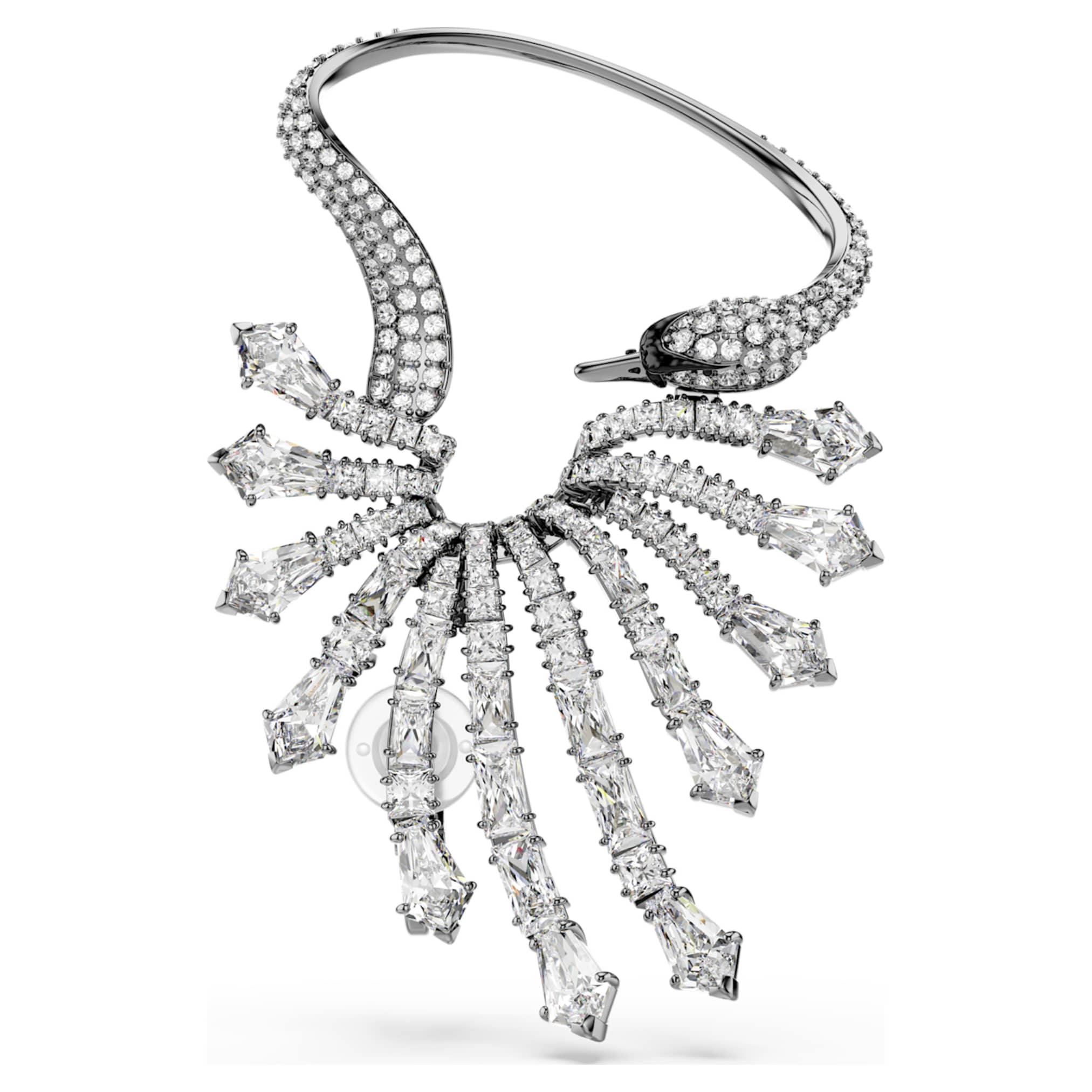 Swarovski The Vienna Collection ear cuff Swan, White, Ruthenium plated