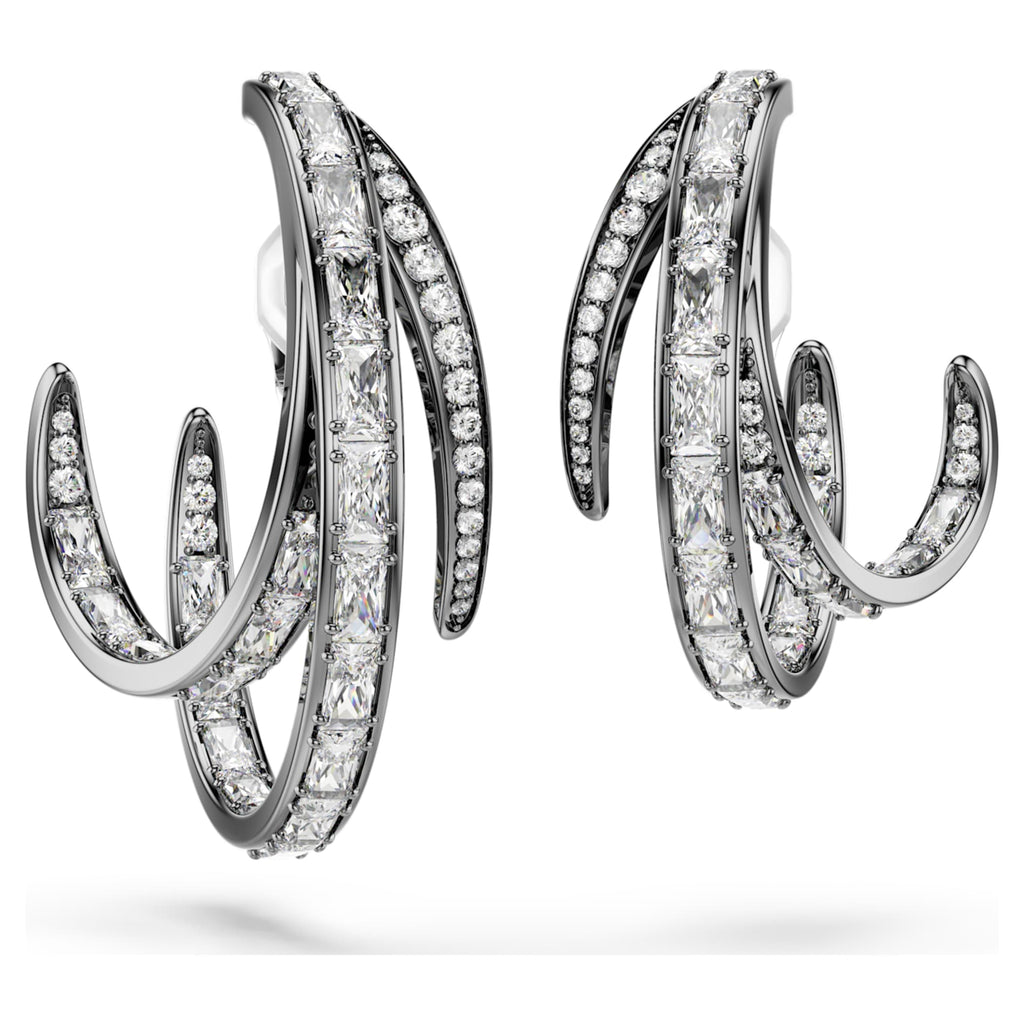Swarovski The Vienna Collection ear cuff set (3) Feather, White, Ruthenium plated