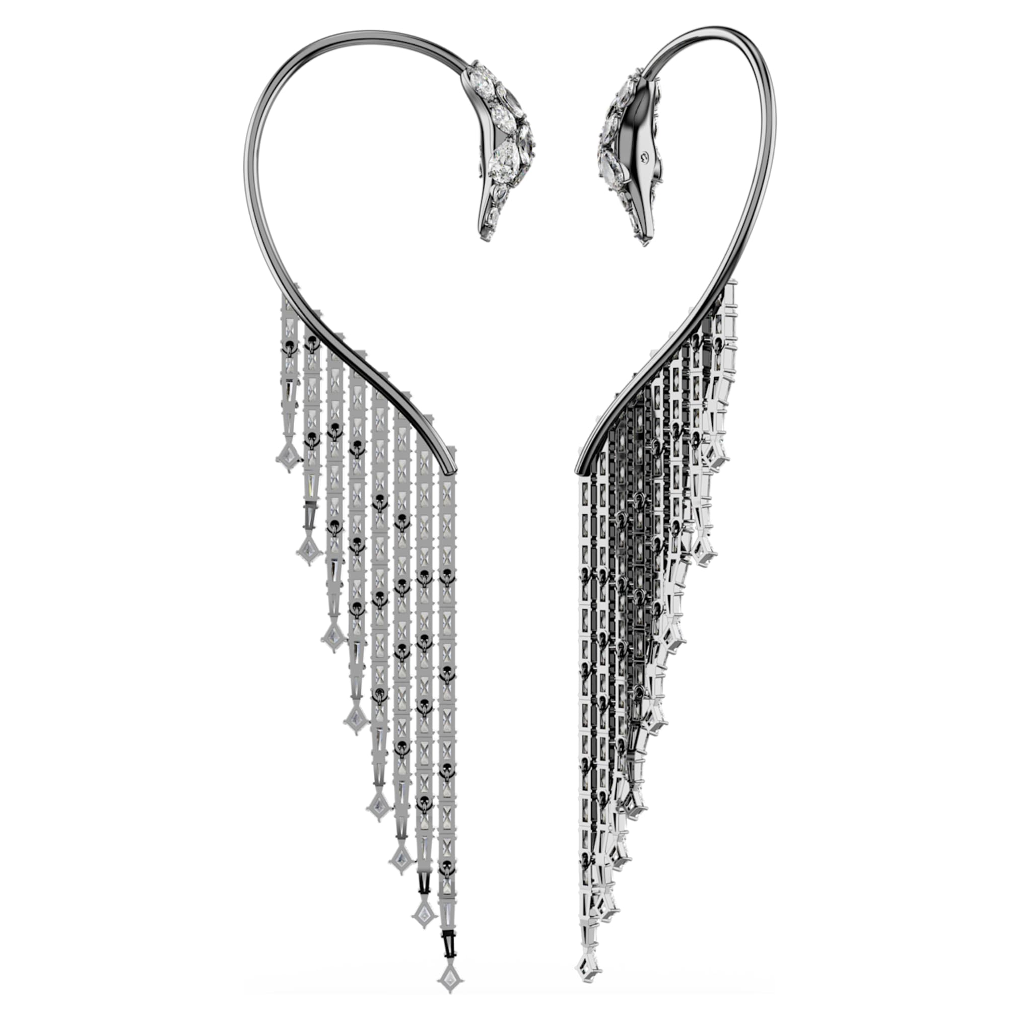 Swarovski The Vienna Collection ear cuffs Swan, White, Ruthenium plated