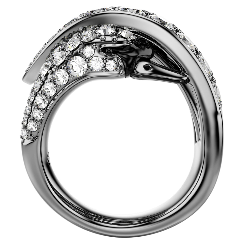 Swarovski The Vienna Collection ring Swan, White, Ruthenium plated