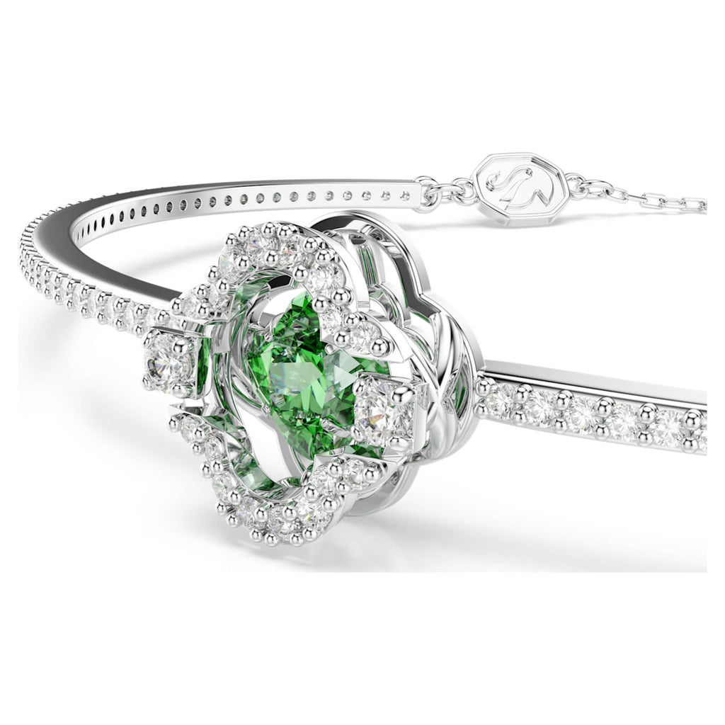 Swarovski Una Angelic bangle Mixed cuts, Green, Rhodium plated