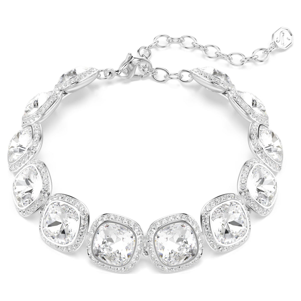 Swarovski Una Angelic bracelet Cushion cut, White, Rhodium plated