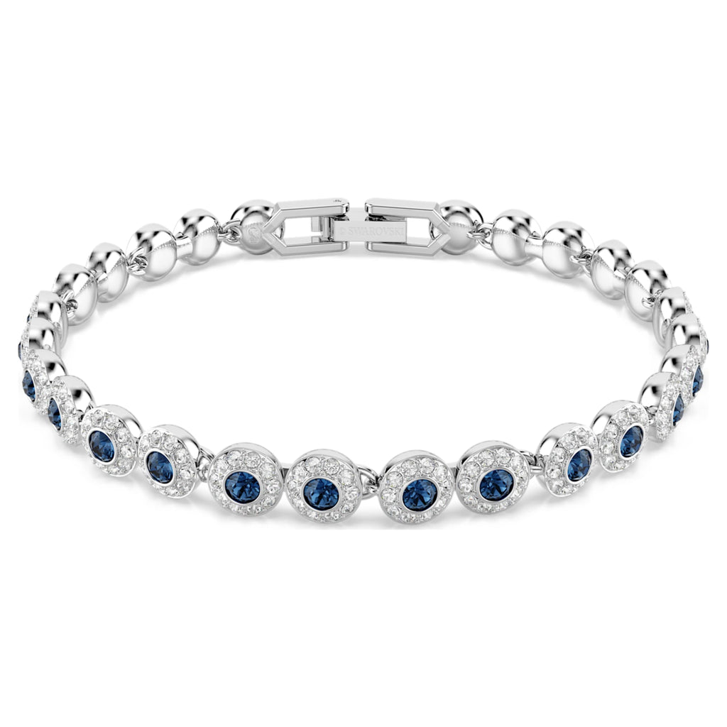 Swarovski Una Angelic bracelet Round cut, Blue, Rhodium plated