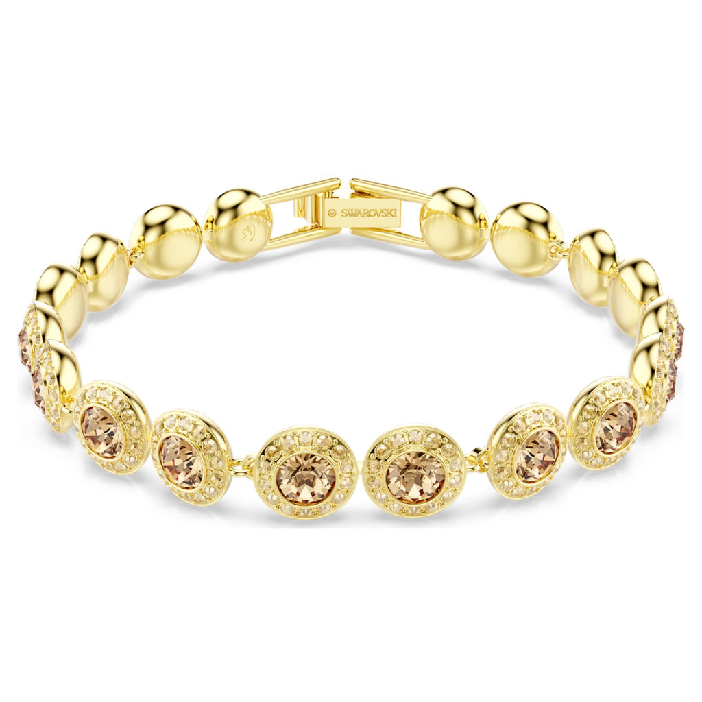 Swarovski Una Angelic bracelet Round cut, Caramel, 18K gold finish