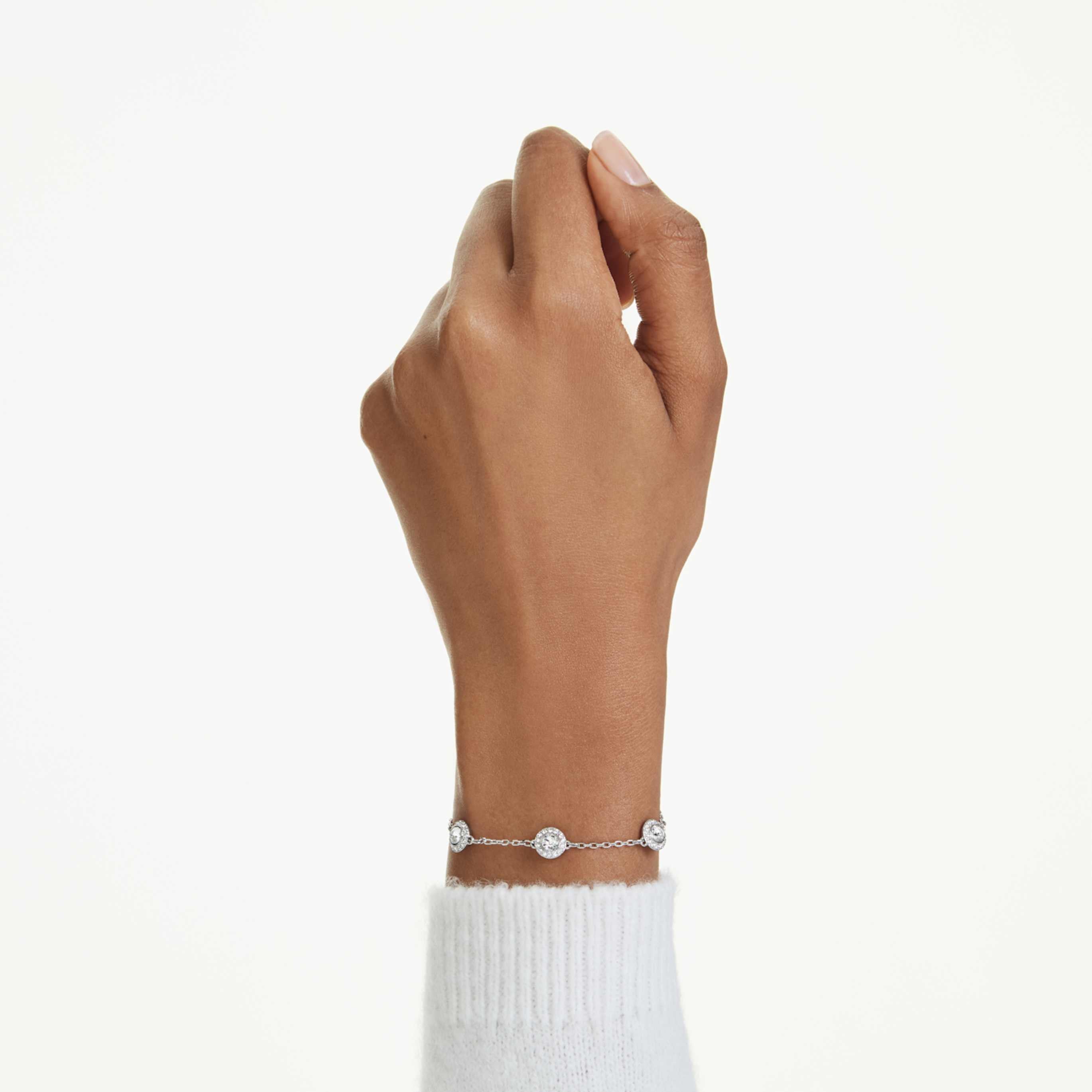 Swarovski Una Angelic bracelet Round cut, Double sided motifs, White, Rhodium plated