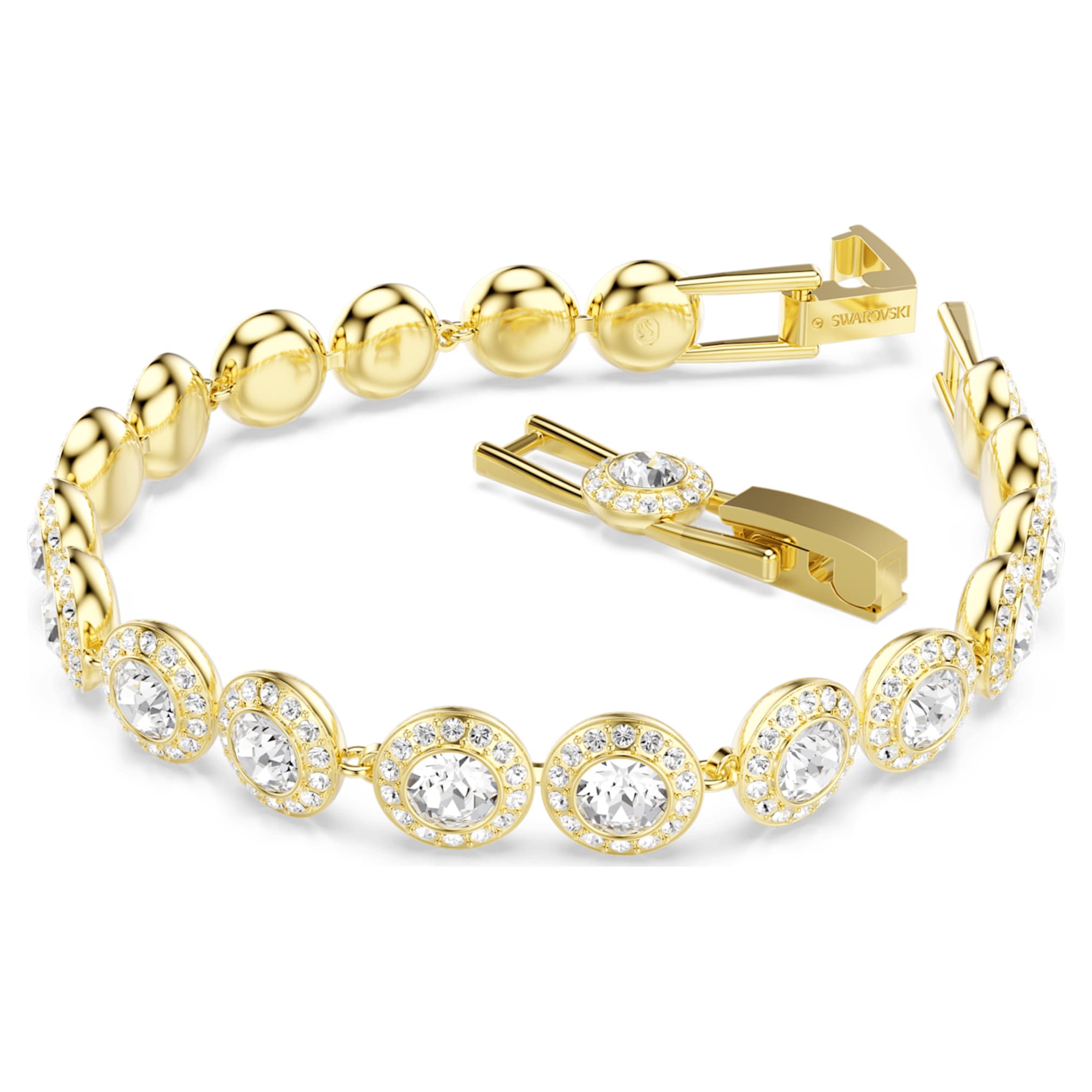 Swarovski Una Angelic bracelet Round cut, Pavé, Medium, White, 18K gold finish