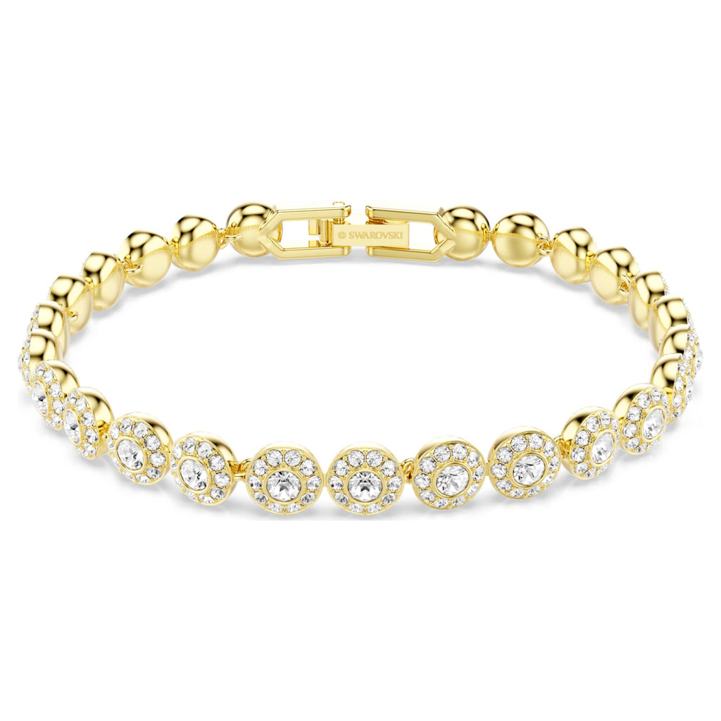 Swarovski Una Angelic bracelet Round cut, White, 18K gold finish