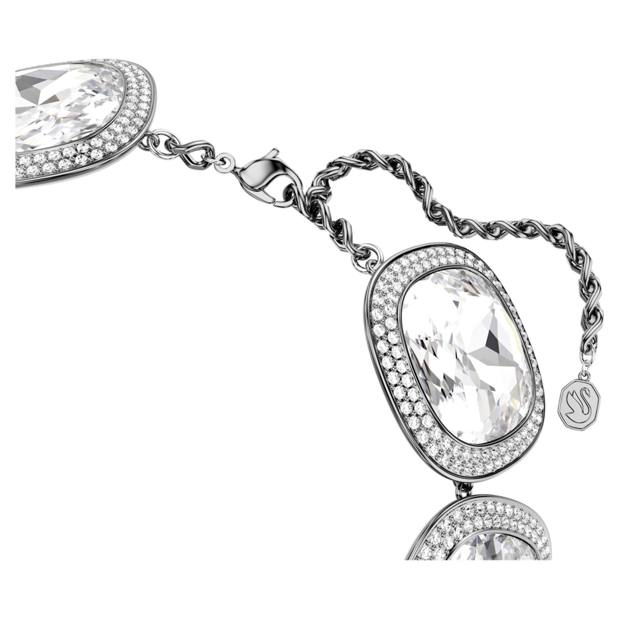 Swarovski Una Angelic choker Cushion cut, White, Ruthenium plated
