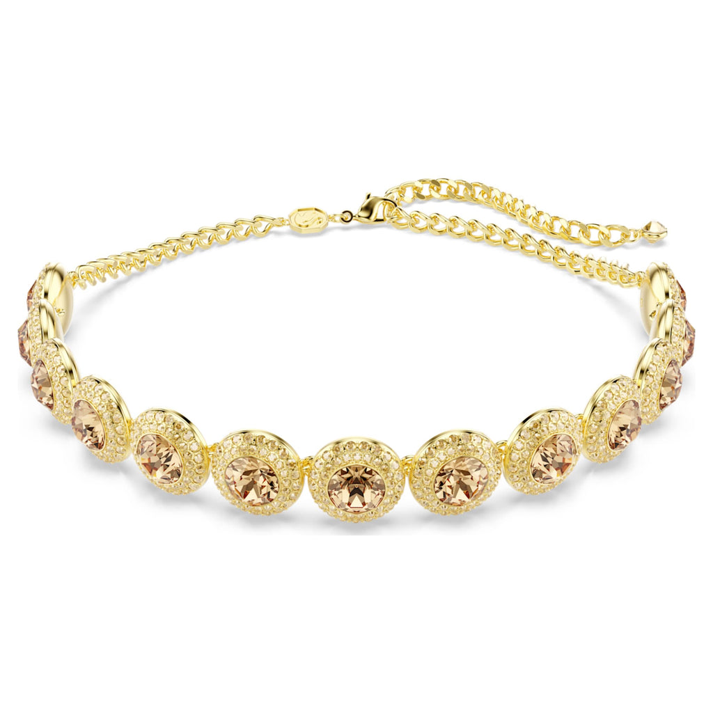 Swarovski Una Angelic choker Round cut, Caramel, 18K gold finish
