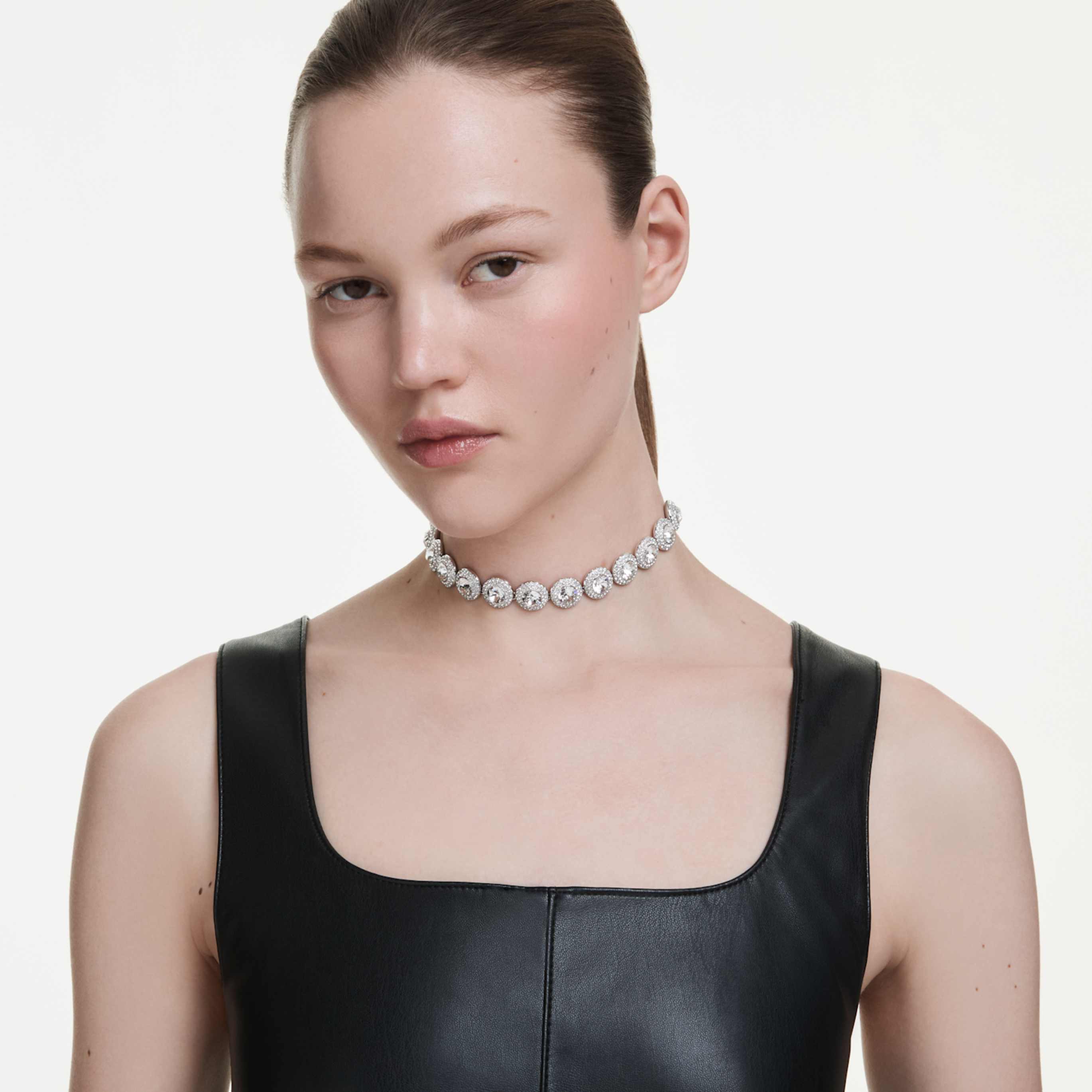 Swarovski Una Angelic choker White, Rhodium plated