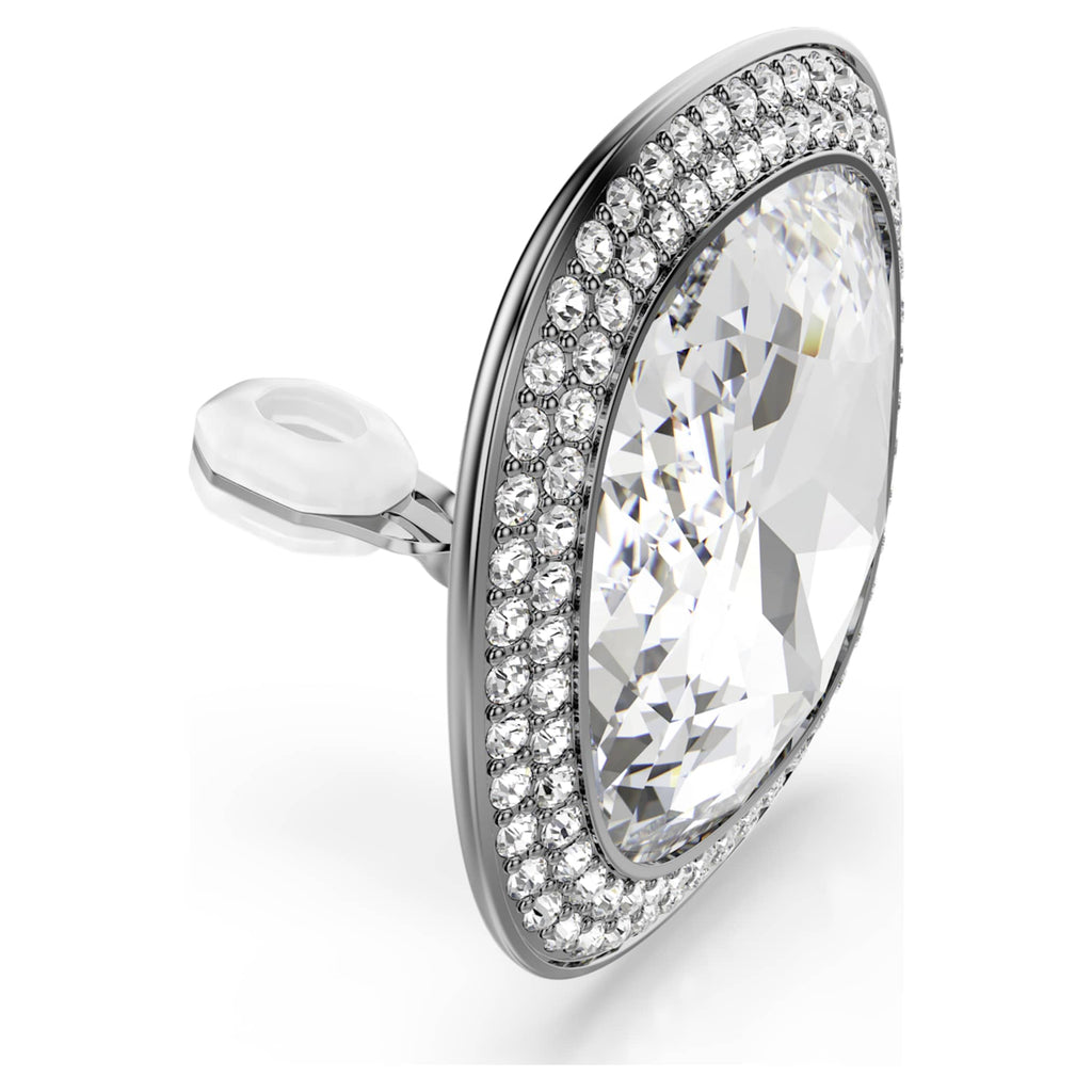 Swarovski Una Angelic clip earrings Cushion cut, White, Ruthenium plated