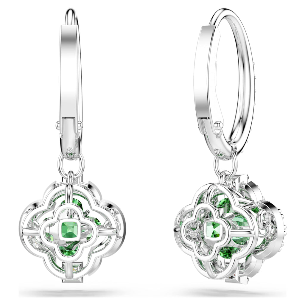 Swarovski Una Angelic drop earrings Mixed cuts, Green, Rhodium plated