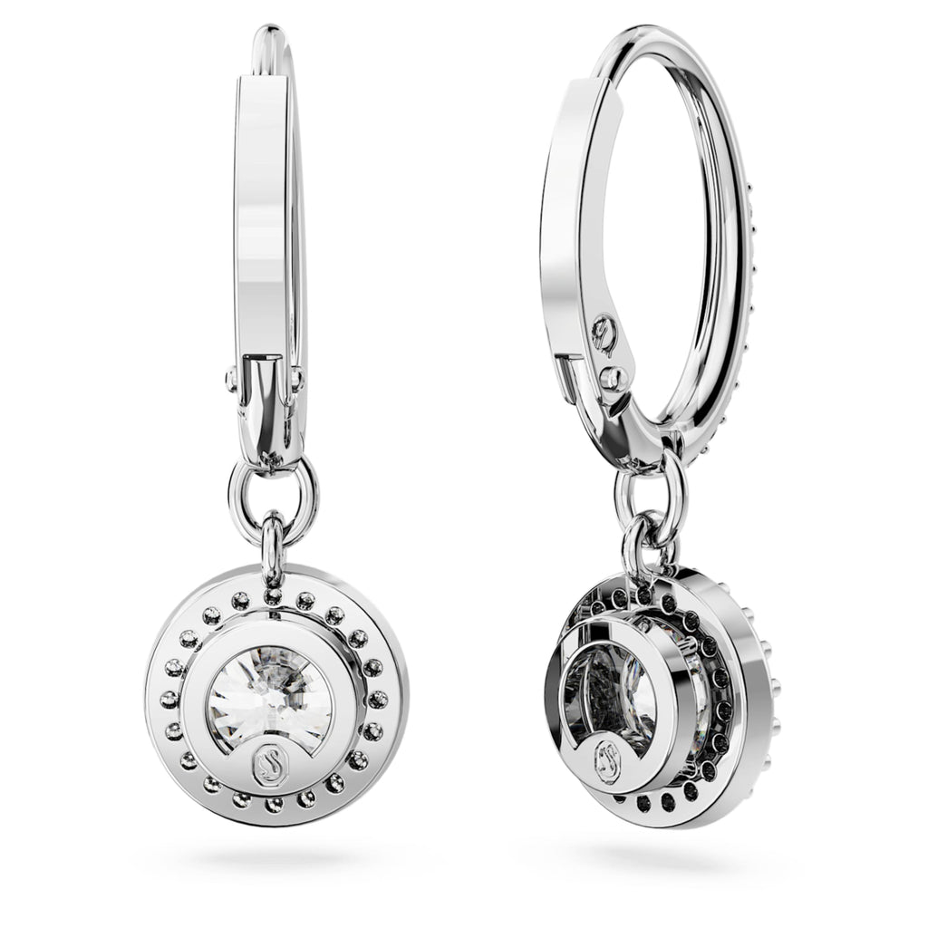 Swarovski Una Angelic drop earrings Round cut, Pavé, White, Rhodium plated