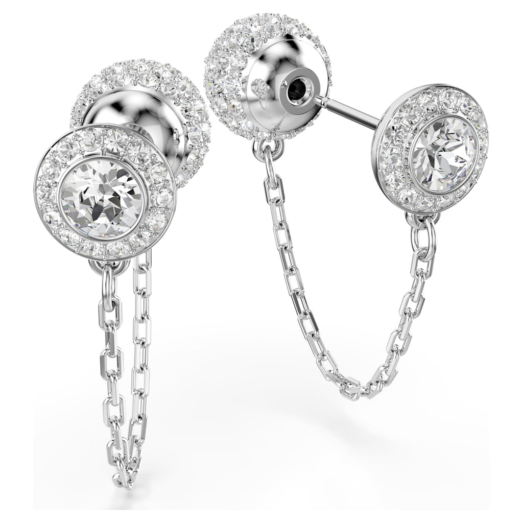 Swarovski Una Angelic drop earrings Round cut, White, Rhodium plated
