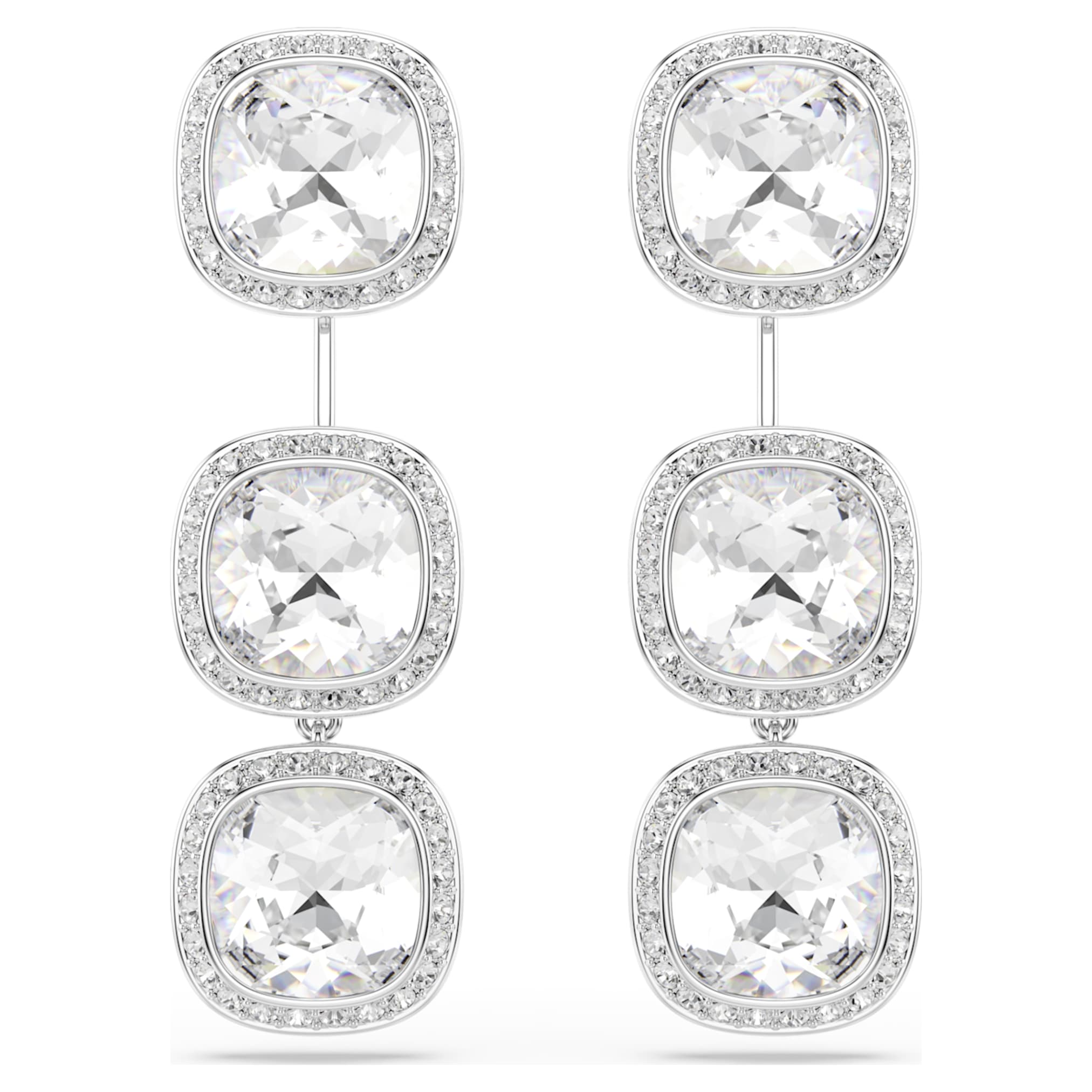 Swarovski Una Angelic earrings Cushion cut, White, Rhodium plated