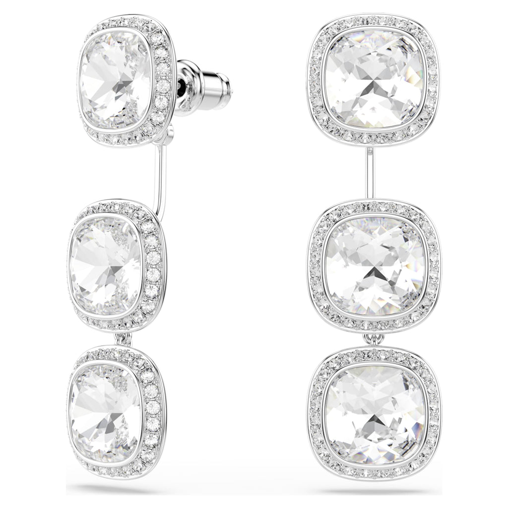 Swarovski Una Angelic earrings Cushion cut, White, Rhodium plated