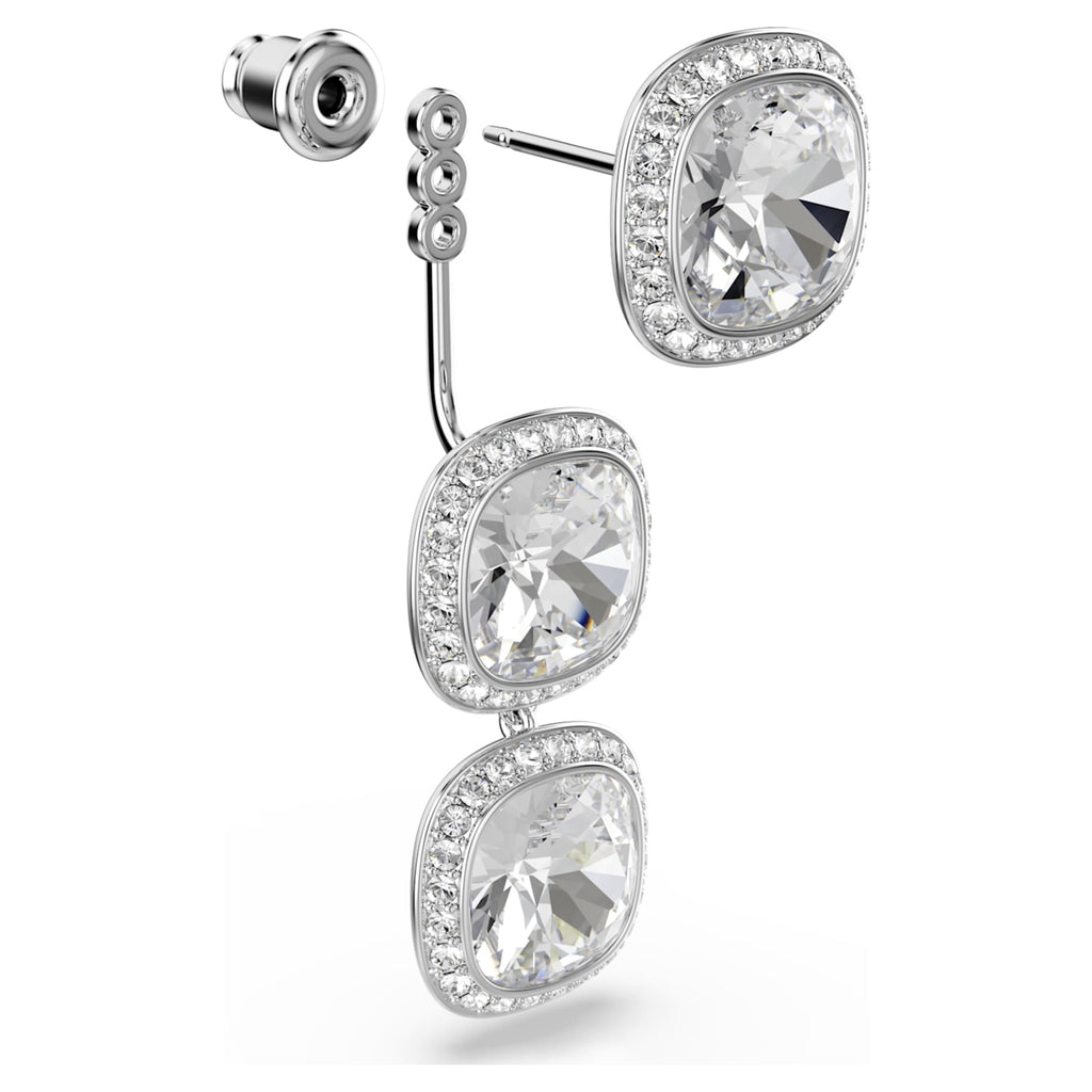 Swarovski Una Angelic earrings Cushion cut, White, Rhodium plated