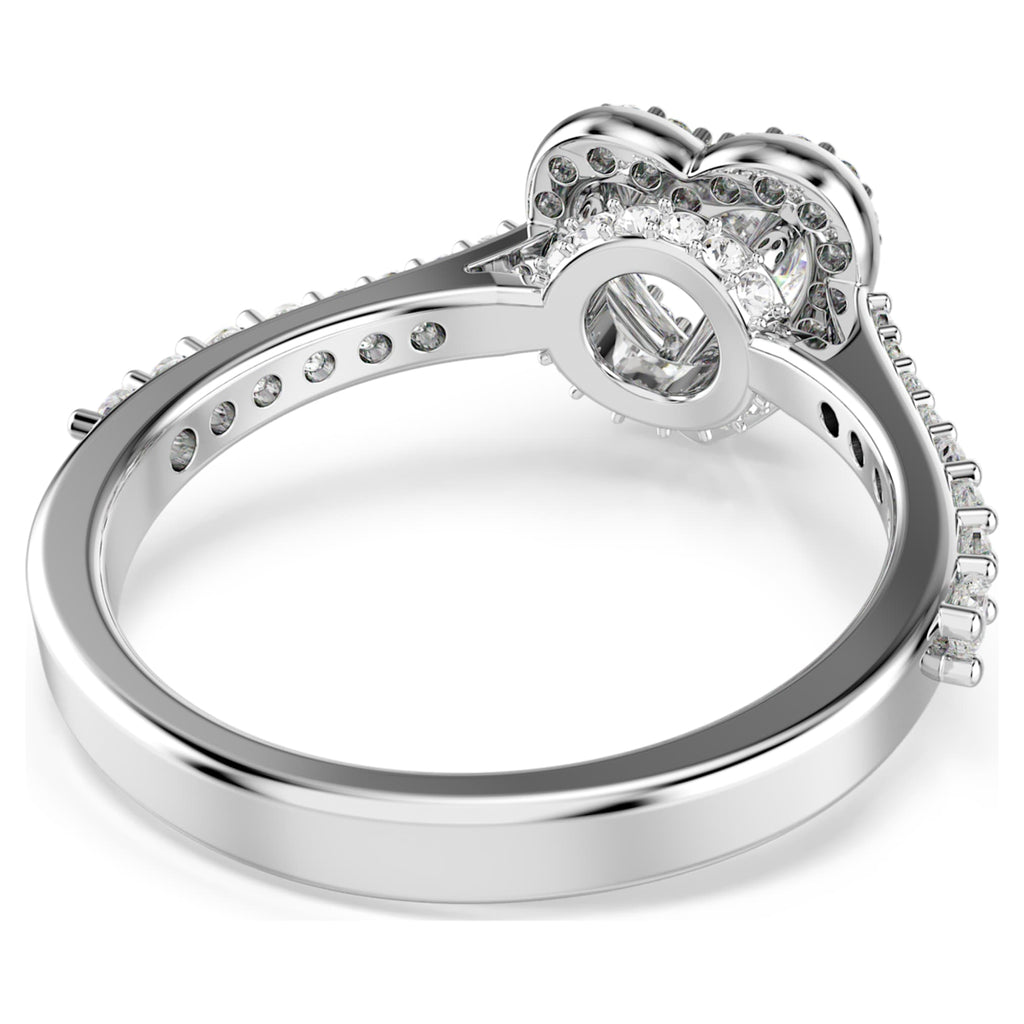 Swarovski Una Angelic motif ring Mixed cuts, Heart, White, Rhodium plated